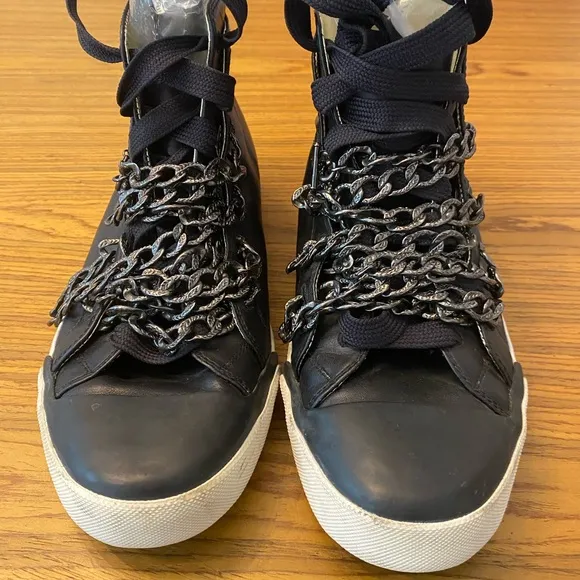 RARE EUS Upper Echelon Shoes Nise  chained leather high top sneakers.