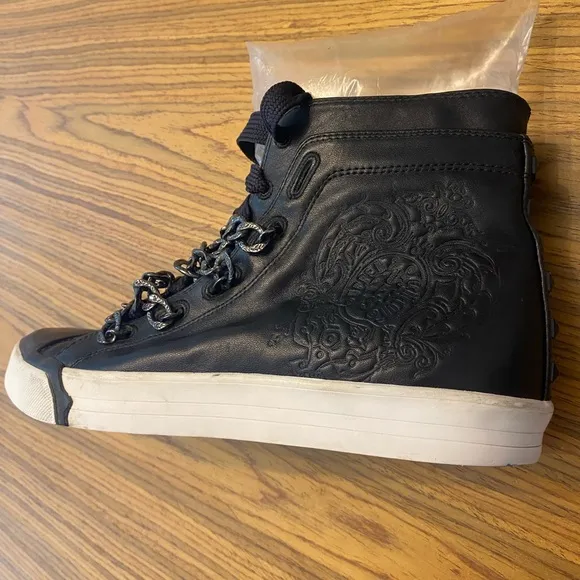 RARE EUS Upper Echelon Shoes Nise  chained leather high top sneakers.