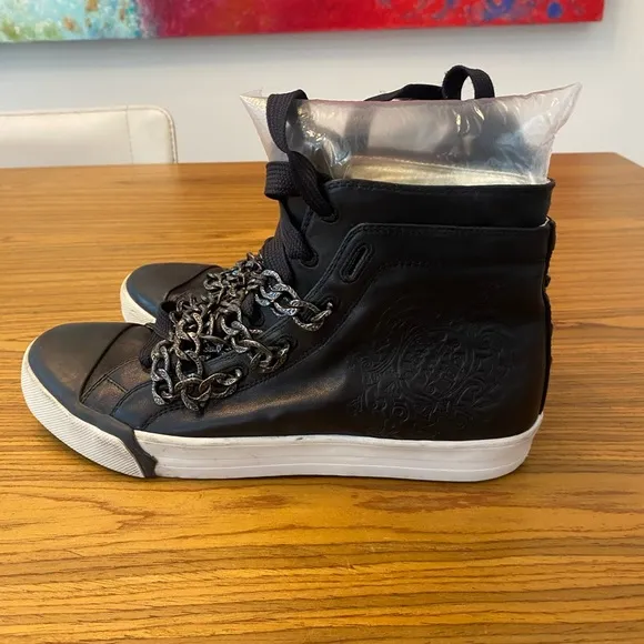 RARE EUS Upper Echelon Shoes Nise  chained leather high top sneakers.
