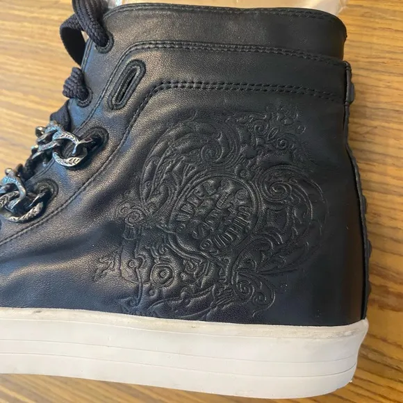 RARE EUS Upper Echelon Shoes Nise  chained leather high top sneakers.