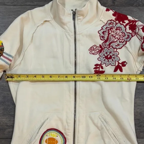 RARE! Johnny Was Embroidered Mock Neck Full Zip Jacket - Women's Size Small