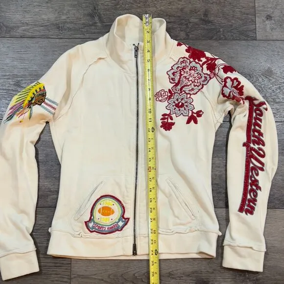 RARE! Johnny Was Embroidered Mock Neck Full Zip Jacket - Women's Size Small