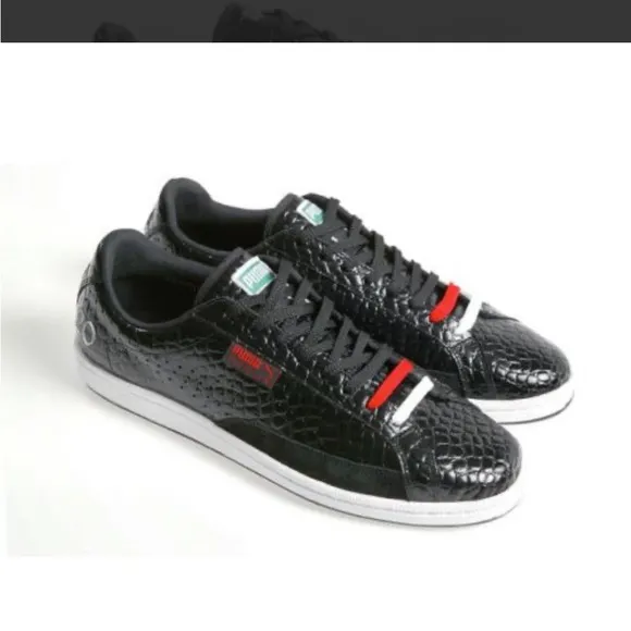 Rare Puma Sportie LA Match Crocodile Skin Unisex Men 6.5 / Women 8 Shoes Black
