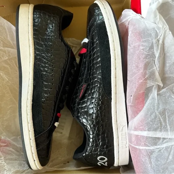 Rare Puma Sportie LA Match Crocodile Skin Unisex Men 6.5 / Women 8 Shoes Black