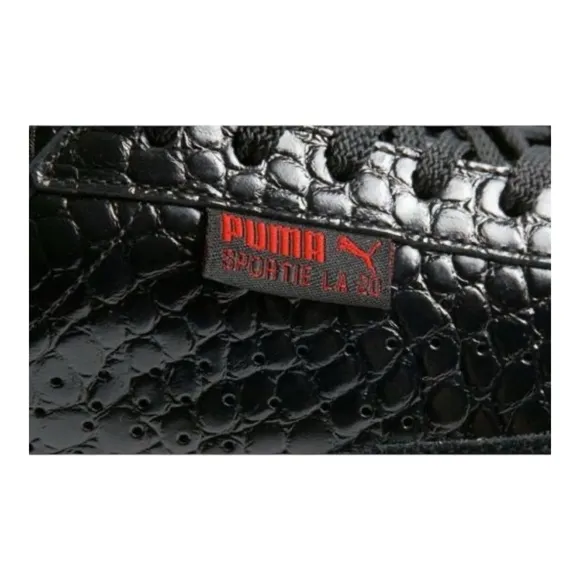 Rare Puma Sportie LA Match Crocodile Skin Unisex Men 6.5 / Women 8 Shoes Black