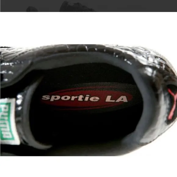 Rare Puma Sportie LA Match Crocodile Skin Unisex Men 6.5 / Women 8 Shoes Black