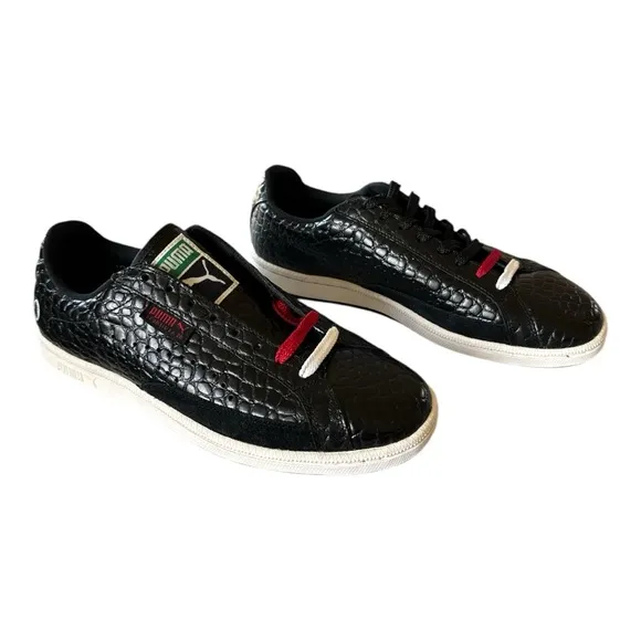 Rare Puma Sportie LA Match Crocodile Skin Unisex Men 6.5 / Women 8 Shoes Black