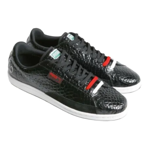 Rare Puma Sportie LA Match Crocodile Skin Unisex Men 6.5 / Women 8 Shoes Black