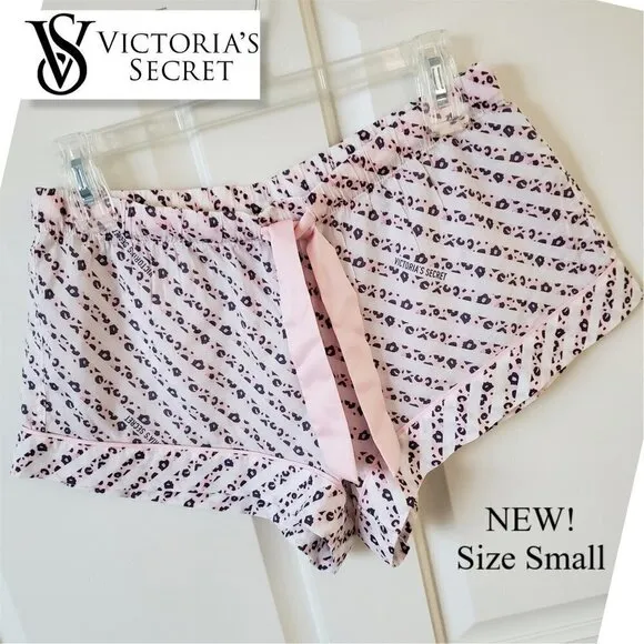 RARE Victoria's Secret Pink Leopard Logo PJ Pajama Shorts Lounge Sleep Small