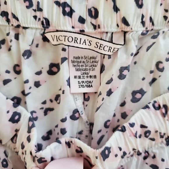 RARE Victoria's Secret Pink Leopard Logo PJ Pajama Shorts Lounge Sleep Small