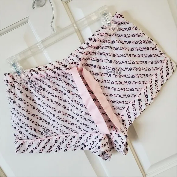 RARE Victoria's Secret Pink Leopard Logo PJ Pajama Shorts Lounge Sleep Small