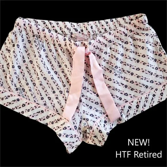 RARE Victoria's Secret Pink Leopard Logo PJ Pajama Shorts Lounge Sleep Small