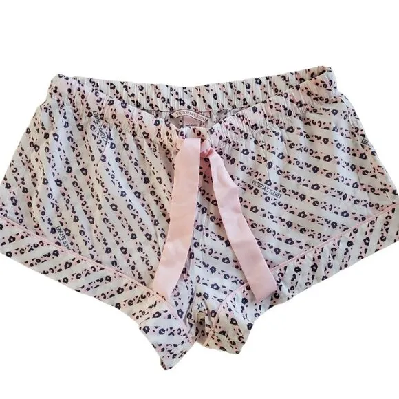 RARE Victoria's Secret Pink Leopard Logo PJ Pajama Shorts Lounge Sleep Small