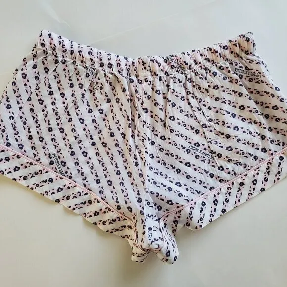 RARE Victoria's Secret Pink Leopard Logo PJ Pajama Shorts Lounge Sleep Small