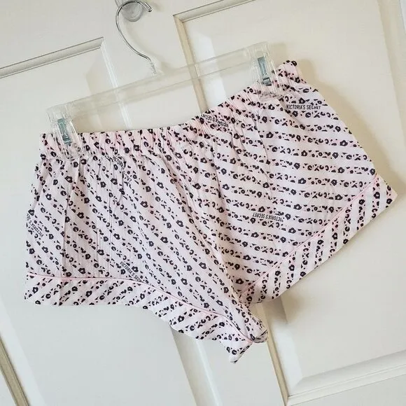 RARE Victoria's Secret Pink Leopard Logo PJ Pajama Shorts Lounge Sleep Small