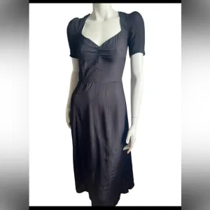 REFORMATION Black Sweetheart Fitted Ponte Viscose Midi Dress XS = 0