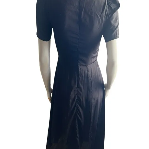 REFORMATION Black Sweetheart Fitted Ponte Viscose Midi Dress XS = 0
