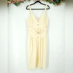 Reiss Vita Light Yellow Button Through Midi Dress NWT Size 12