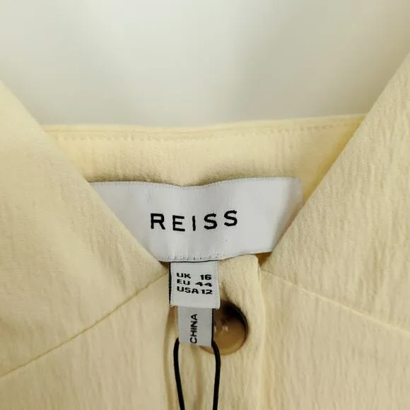 Reiss Vita Light Yellow Button Through Midi Dress NWT Size 12