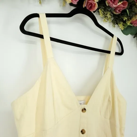 Reiss Vita Light Yellow Button Through Midi Dress NWT Size 12