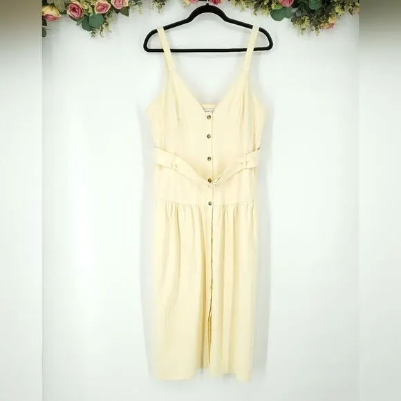 Reiss Vita Light Yellow Button Through Midi Dress NWT Size 12