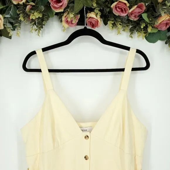 Reiss Vita Light Yellow Button Through Midi Dress NWT Size 12