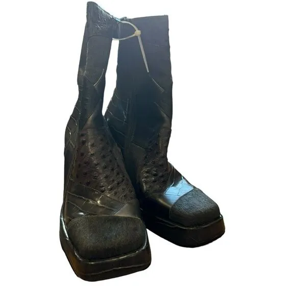 Revolve Jeffrey Campbell Calf Hair Leather Patchwork Maximal Lo Platform Bootie