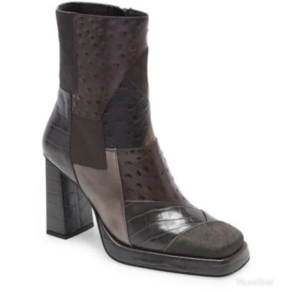 Revolve Jeffrey Campbell Calf Hair Leather Patchwork Maximal Lo Platform Bootie