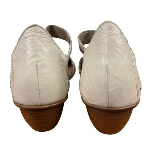 Rieker Mirjam 53 Womens Ivory Ankle Strap Chunky Low Heels Shoes Leather 40 /8.5