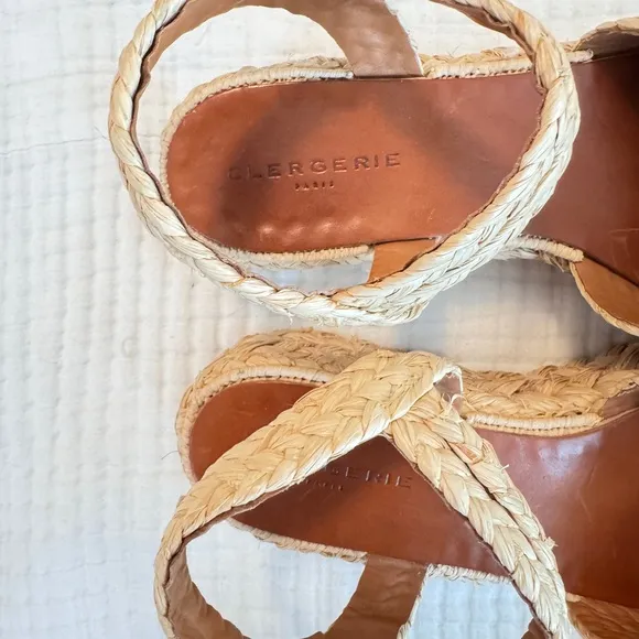 Robert Clergerie Tan Espadrille Sandals with Woven Detail