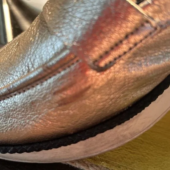 Robert Clergerie Valerie Sz 8 Metallic Pink Leather Loafers Slip On Shoes