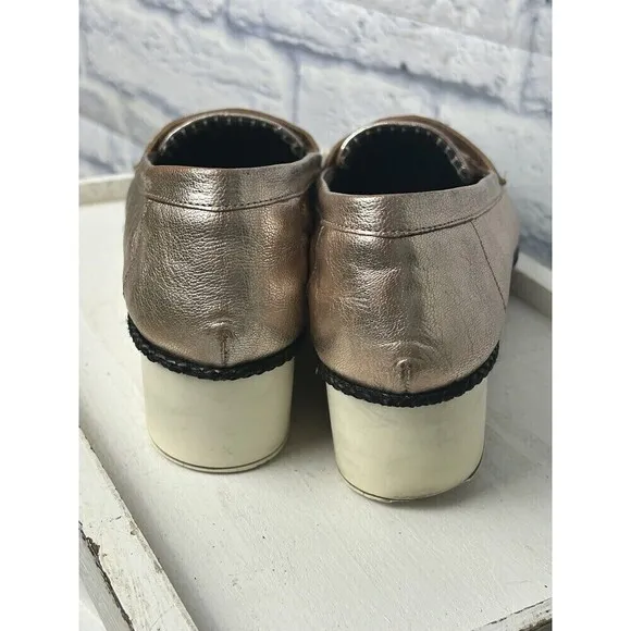 Robert Clergerie Valerie Sz 8 Metallic Pink Leather Loafers Slip On Shoes