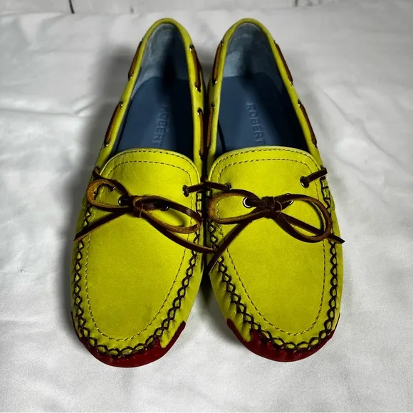 Robert Zur Sedona Kiwi Nubuck Leather Moccasins Driving Loafers Shoes Size 6