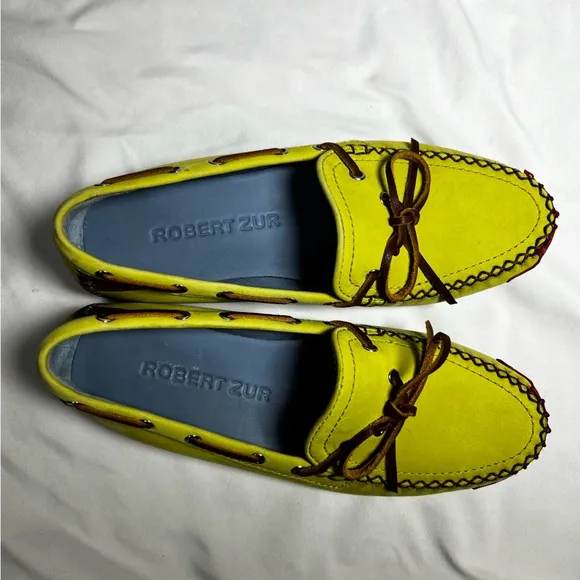Robert Zur Sedona Kiwi Nubuck Leather Moccasins Driving Loafers Shoes Size 6