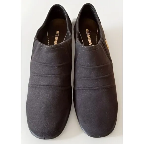 Romika Dry-tex Wedge Loafers Clogs Shoes Women's Size 38 EU/7-7.5 US Black