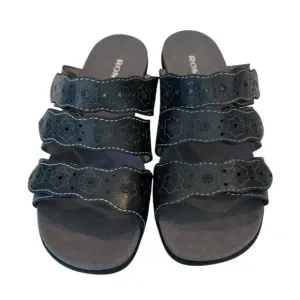 Romika Ibiza Black Leather Slip-On Sandals Size: 37 / 6.5 NIB Hook And Loop