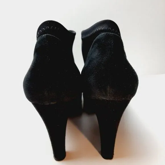 RON WHITE Italy Suede Low Platform Stiletto Heel Slip-on Shoes Sz 9.5