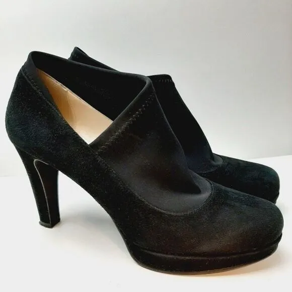 RON WHITE Italy Suede Low Platform Stiletto Heel Slip-on Shoes Sz 9.5