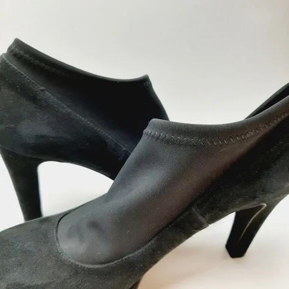 RON WHITE Italy Suede Low Platform Stiletto Heel Slip-on Shoes Sz 9.5