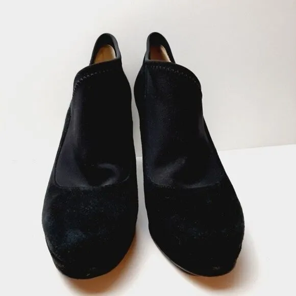 RON WHITE Italy Suede Low Platform Stiletto Heel Slip-on Shoes Sz 9.5