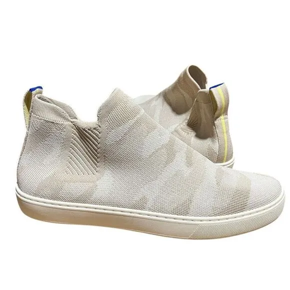 Rothys Sneakers WMNS 11.5 Sand Camo Chelsea Ankle Boots Pull On Beige High Top