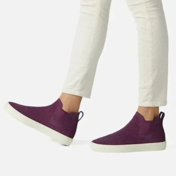 Rothy's The Chelsea Berry Lattice Knit High Top Sneaker Ankle Boots Size 9.5