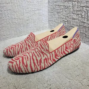 Rothys The Loafer Red Zebra Round Toe Slip on Flat Shoes Women's Size 9, 10 US