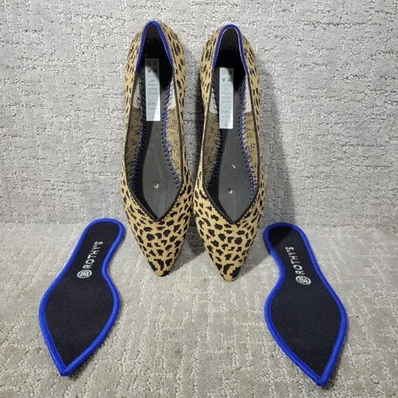 Rothy's The Point Leopard Prints Pointed Toe Slip on Shoes Womens Multiple Sizes