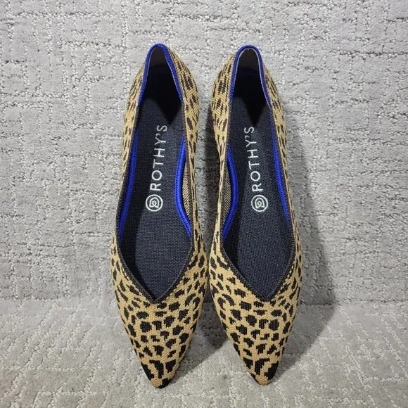 Rothy's The Point Leopard Prints Pointed Toe Slip on Shoes Womens Multiple Sizes
