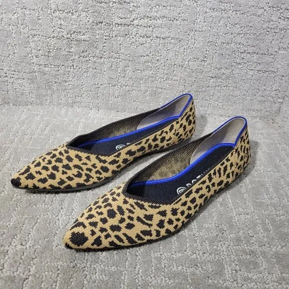 Rothy's The Point Leopard Prints Pointed Toe Slip on Shoes Womens Multiple Sizes