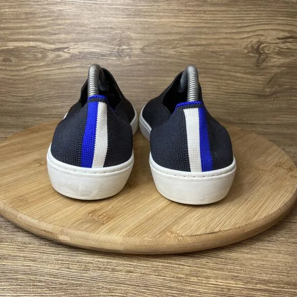 Rothy's The Sneaker Women's Size 9 Slip On Shoes Black Blue Trim