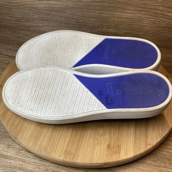 Rothy's The Sneaker Women's Size 9 Slip On Shoes Black Blue Trim