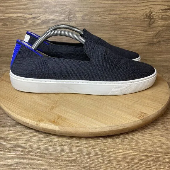 Rothy's The Sneaker Women's Size 9 Slip On Shoes Black Blue Trim