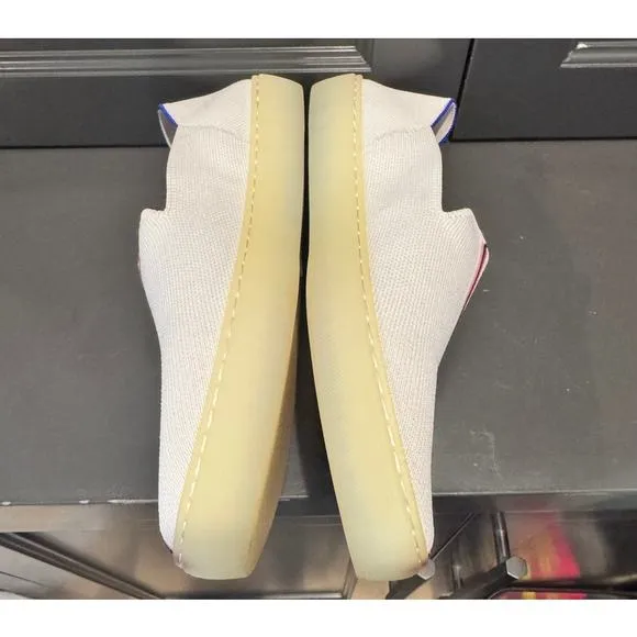 Rothys x Evian Shoes White Red Stripe Slip On Recycled Collection Size 10